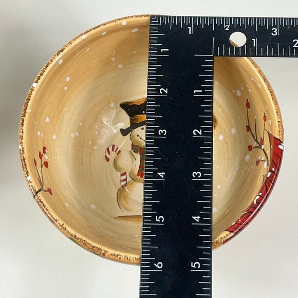 Tabletops Lifestyles Holly Jolly Snowman Cereal Soup Bowls x2 6" Christmas - Picture 10 of 10